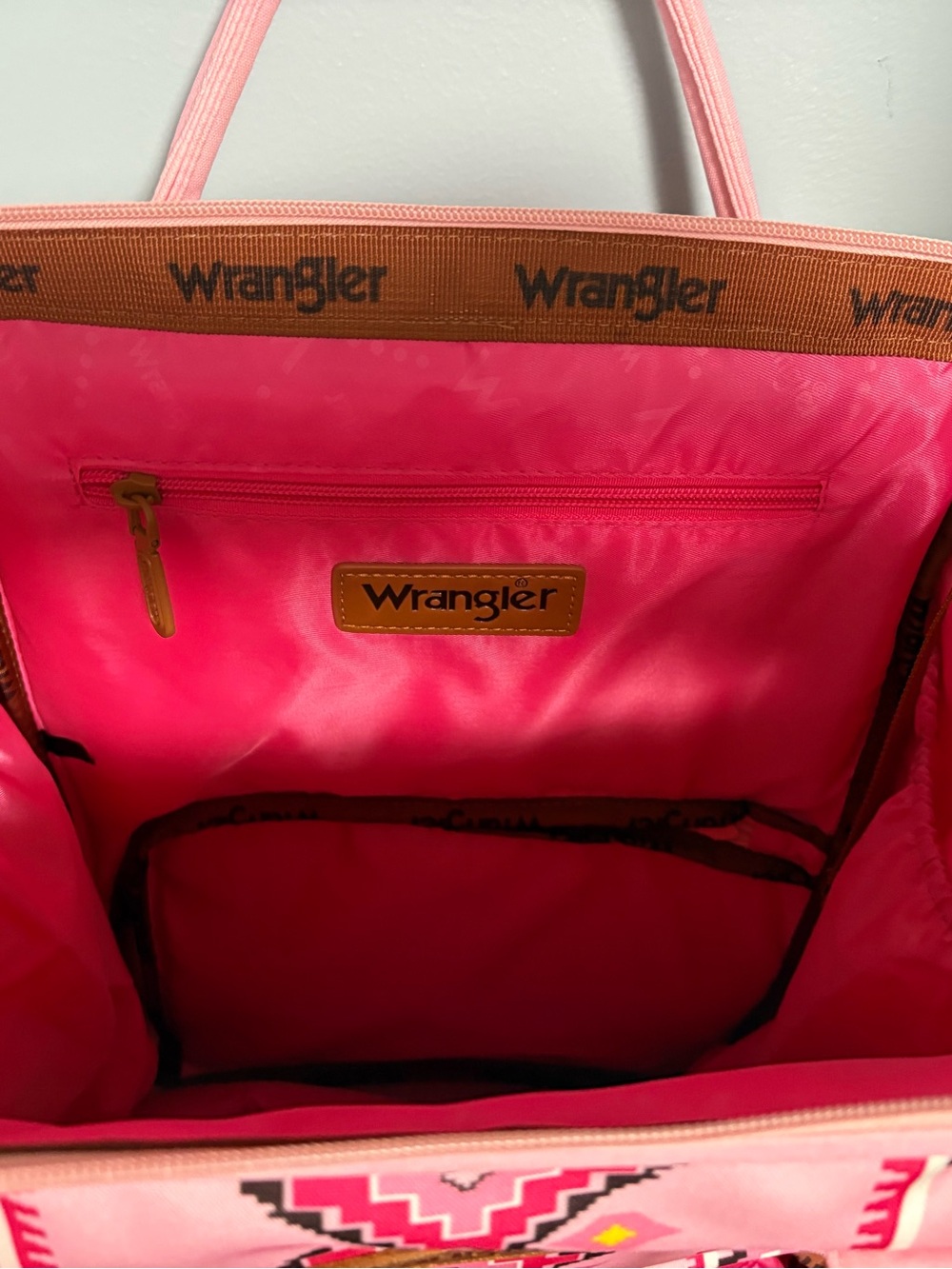 Wrangler Pink canvas Aztec-Print Women's Backpack/ Baby bag - Picture 6 of 11